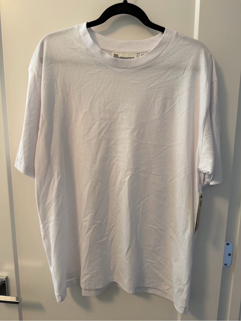 No Boundaries White Short Sleeve Oversized Crew Neck Tee
